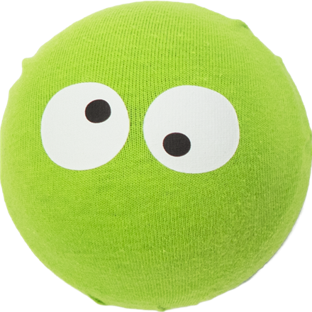 Grüner Kopf mit zwei runden, weit geöffneten Augen.